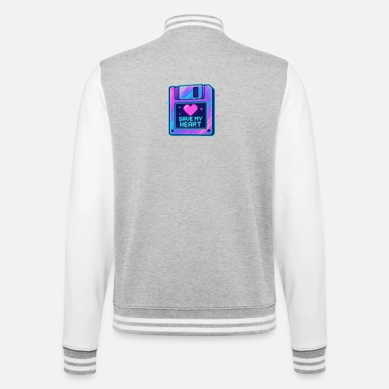 Pixel Heart Save My Heart - College Sweat Jacket - heather grey/white