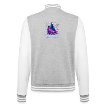 Style roller derby néon - Veste Teddy - gris chiné / blanc - Dos - Marisol (170cm)