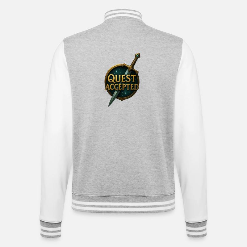 Quest_Accepted - Veste Teddy - gris chiné / blanc