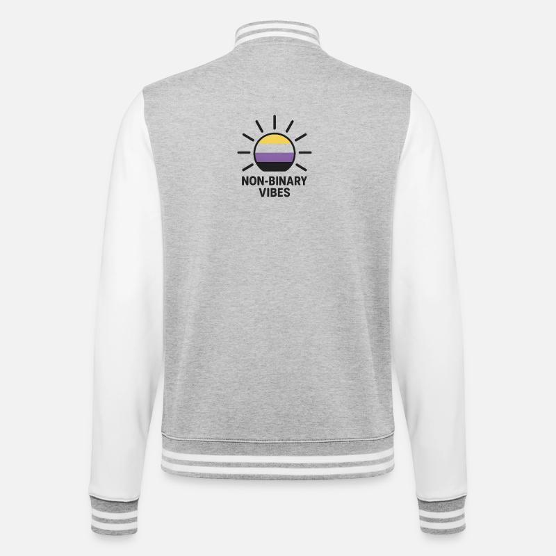 Non-Binary Vibes Sun Logo - College Sweat Jacket - heather grey/white