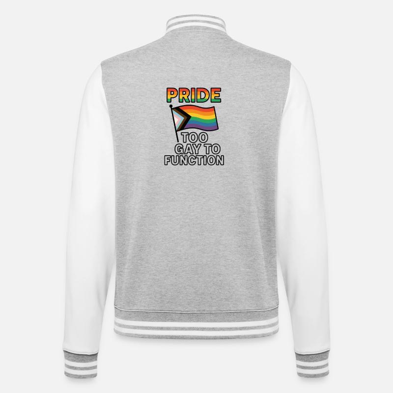 Buntes Pride-Flaggen-Design mit Humor - College-Sweatjacke - Grau meliert/Weiß