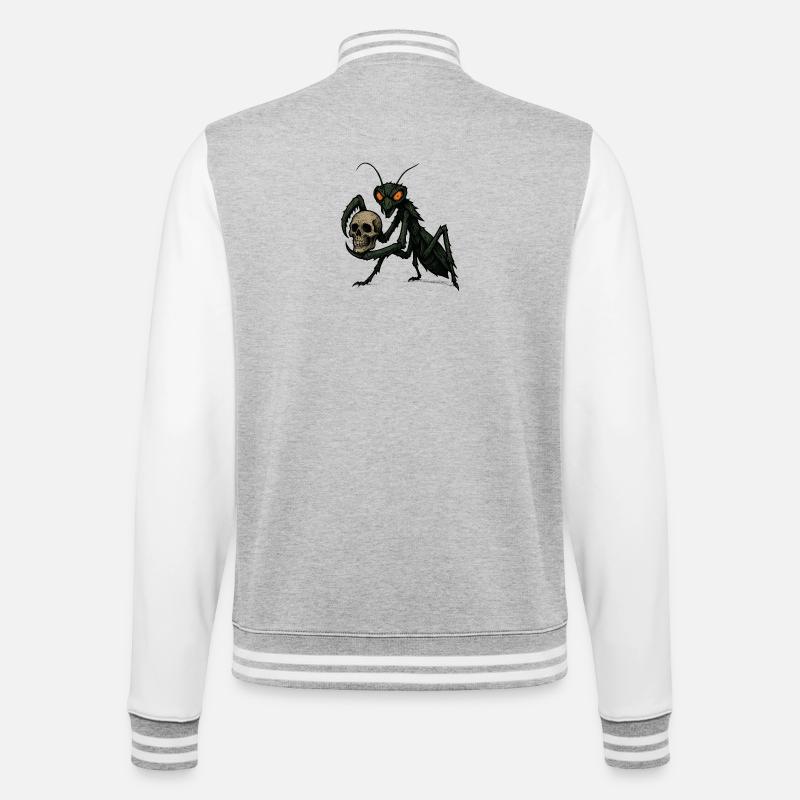 Gottesanbeterin - College-Sweatjacke - Grau meliert/Weiß