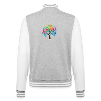 Tree of Life in Rainbow Design - College Sweat Jacket - heather grey/white - Back - Marisol (170cm)