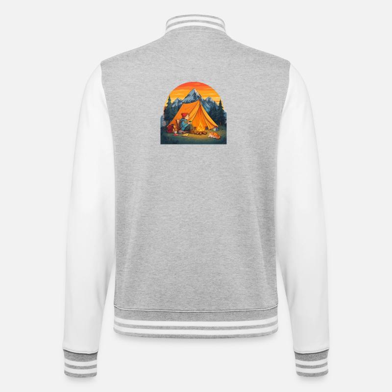 Camping avec chat - Veste Teddy - gris chiné / blanc