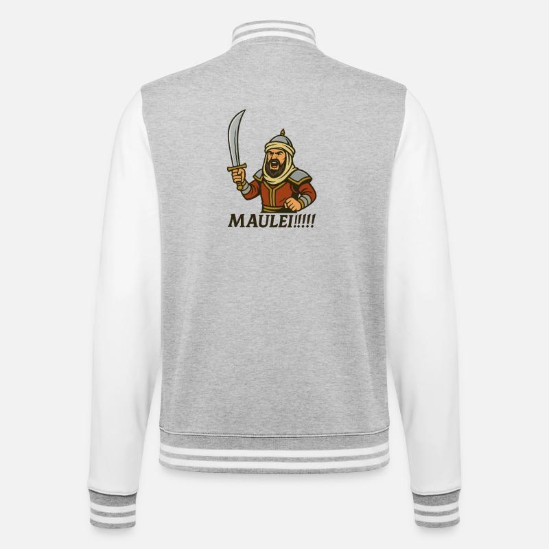 ⚔️ Arab Warrior with Beard – "Maulei!!" - College Sweat Jacket - heather grey/white