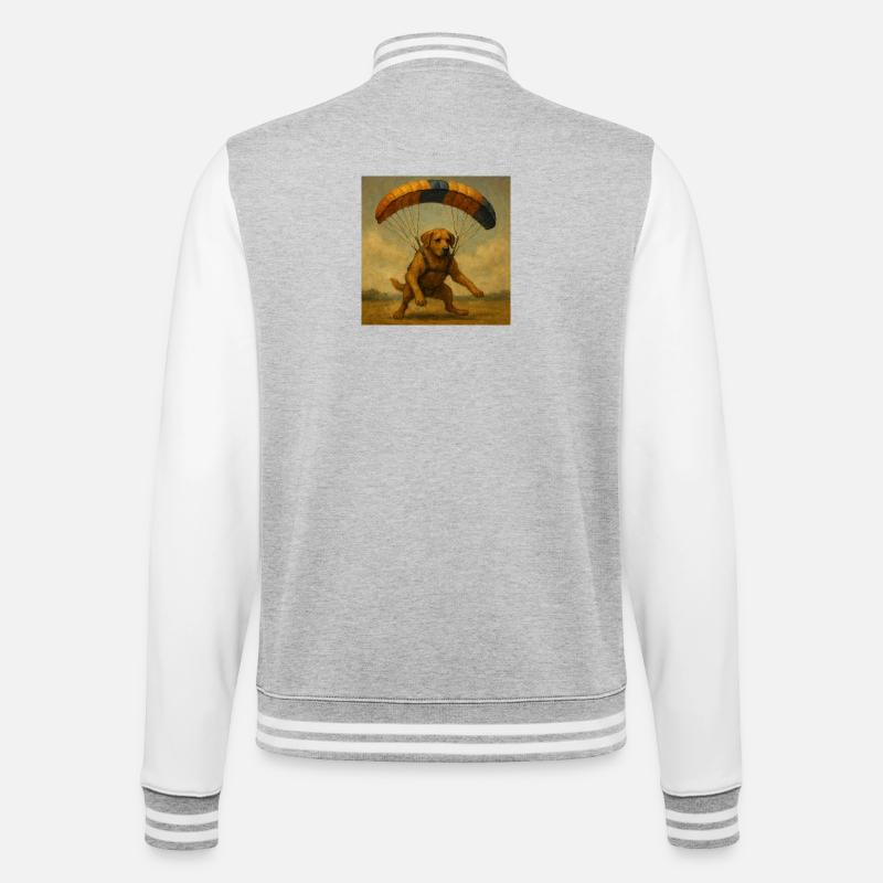 Welpe mit Fallschirm Illustration - College-Sweatjacke - Grau meliert/Weiß