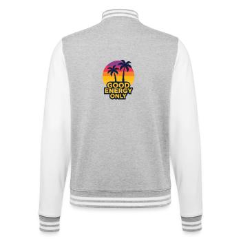 Sonnige Palmen mit Gute Energie Botschaft - College-Sweatjacke - Grau meliert/Weiß - Hinten - Marisol (170cm)