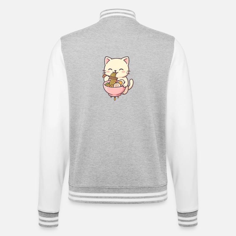 Cute cats with pasta salad design - College Sweat Jacket - heather grey/white