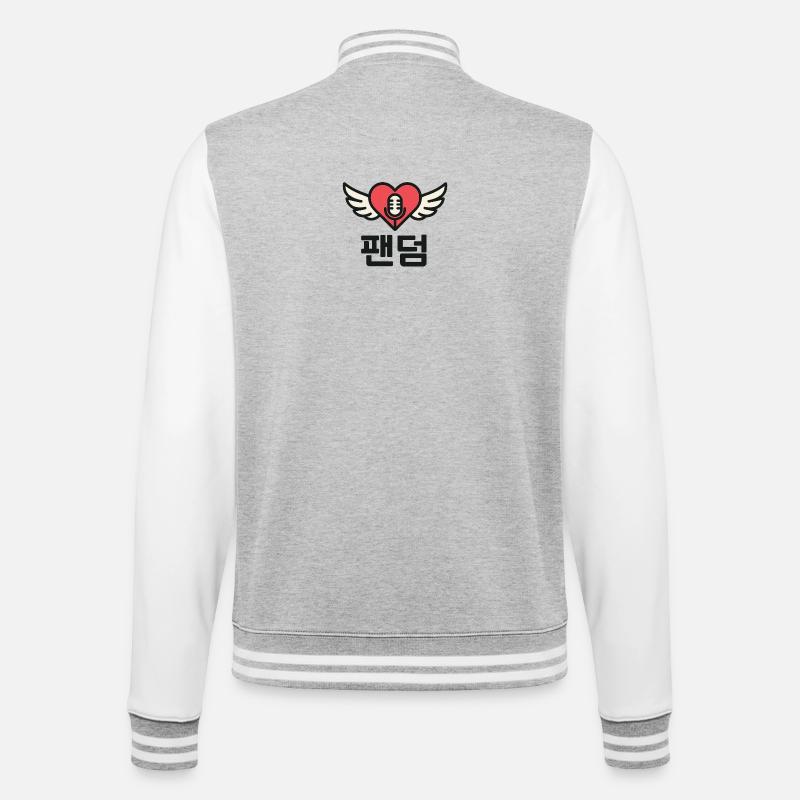 Coeur K-Pop avec aile et microphone - Veste Teddy - gris chiné / blanc