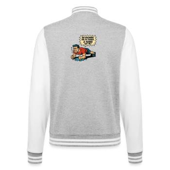 Funny Retro Gym Comic – Plank Struggle - College-Sweatjacke - Grau meliert/Weiß - Hinten - Marisol (170cm)