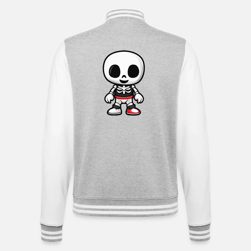 Skeleton Comic Halloween - College Sweat Jacket - heather grey/white