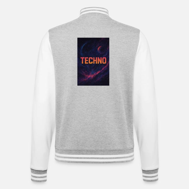 Futuristic Space Techno Design - College Sweat Jacket - heather grey/white