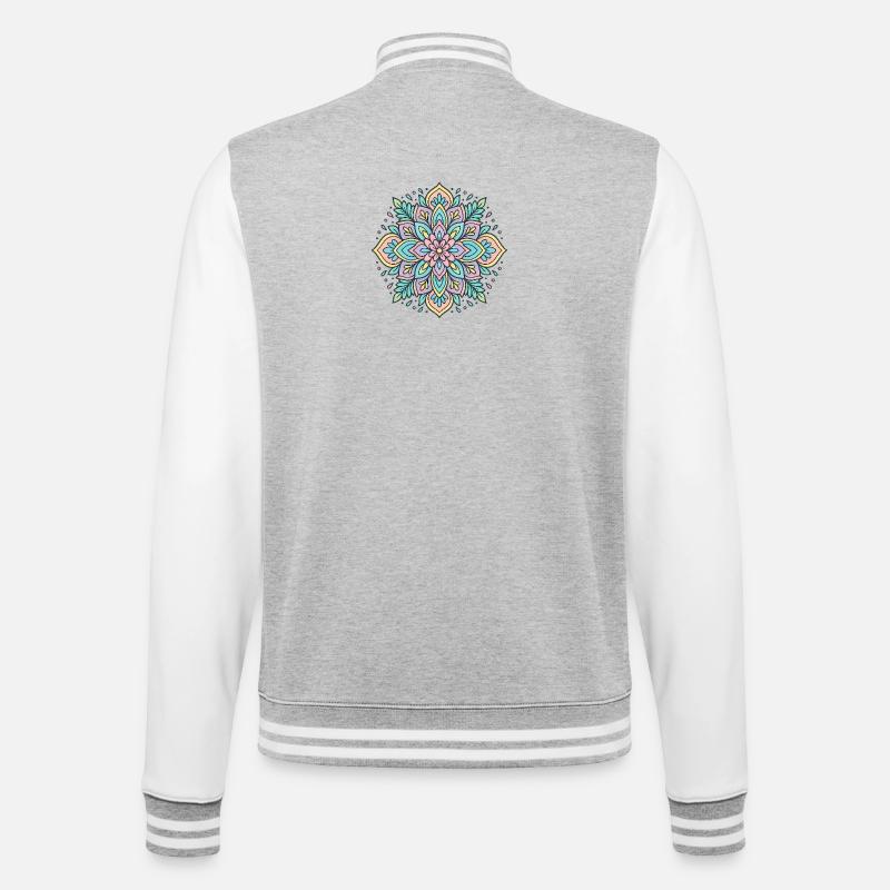 Mandala de fleurs - Veste Teddy - gris chiné / blanc