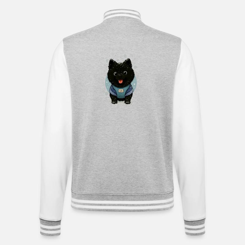 Süßer Spitz Karikatur mit Schnee - College-Sweatjacke - Grau meliert/Weiß