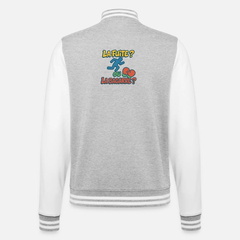 Flucht oder Kampf - College-Sweatjacke - Grau meliert/Weiß