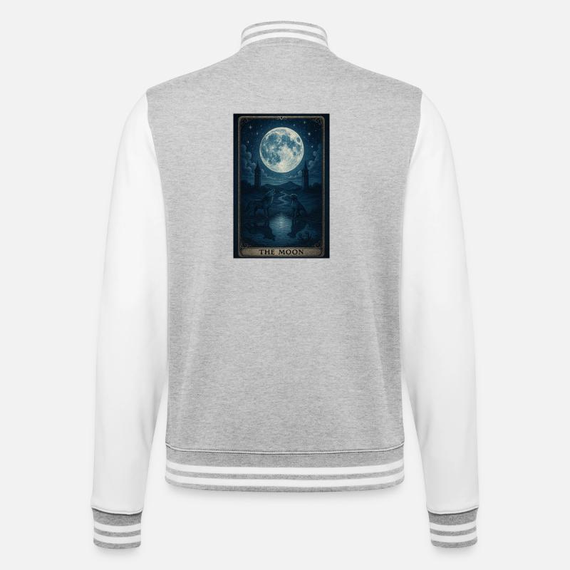 Tarot XVIII "Der Mond" - College-Sweatjacke - Grau meliert/Weiß