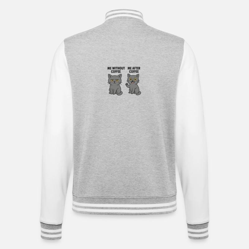 Cat memes: Grumpy without coffee - College Sweat Jacket - heather grey/white