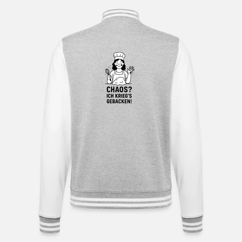 Kochkunst Illustration mit Chefkoch - College-Sweatjacke - Grau meliert/Weiß