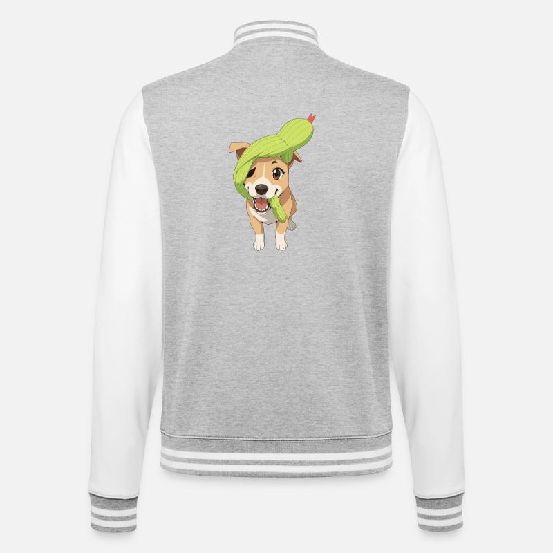 Chien charmant avec serpent jouet - Veste Teddy - gris chiné / blanc
