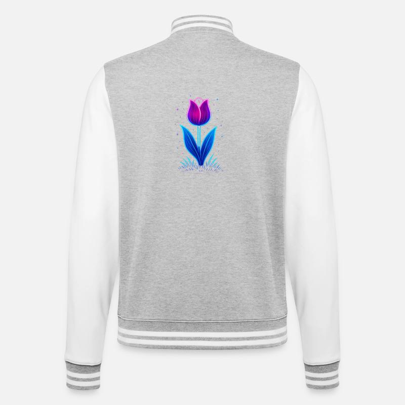 Neon Tulpe - College-Sweatjacke - Grau meliert/Weiß