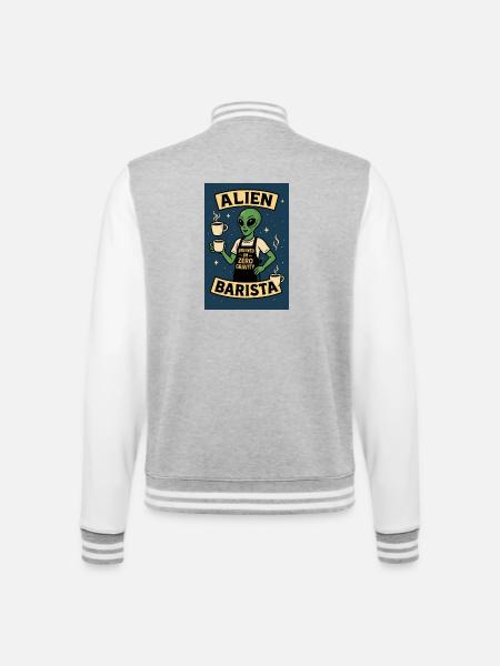 Alien Barista Coffee Art Tee - College Sweat Jacket - heather grey/white