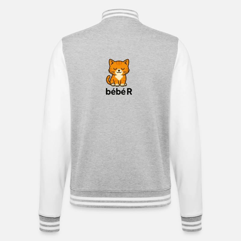 Baby R - College-Sweatjacke - Grau meliert/Weiß
