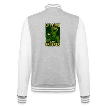 Alien Gym T-Shirt – Lift Long and Prosper  - College Sweat Jacket - heather grey/white - Back - Marisol (170cm)