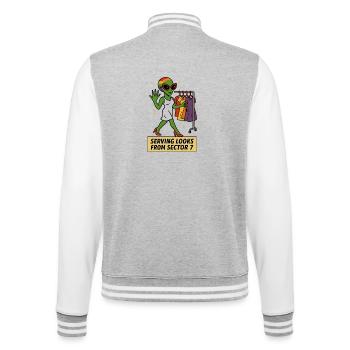 Alien Fashionista T-Shirt – LGBTQ+ Pride Tee - College-Sweatjacke - Grau meliert/Weiß - Hinten - Marisol (170cm)