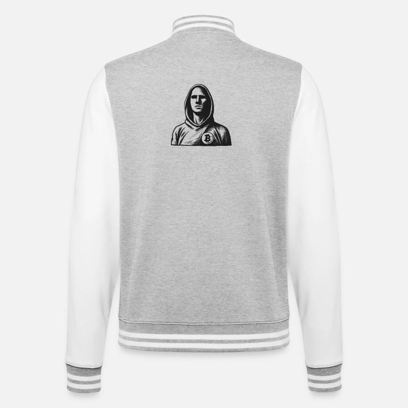 Hacker anonyme avec logo Bitcoin - Veste Teddy - gris chiné / blanc