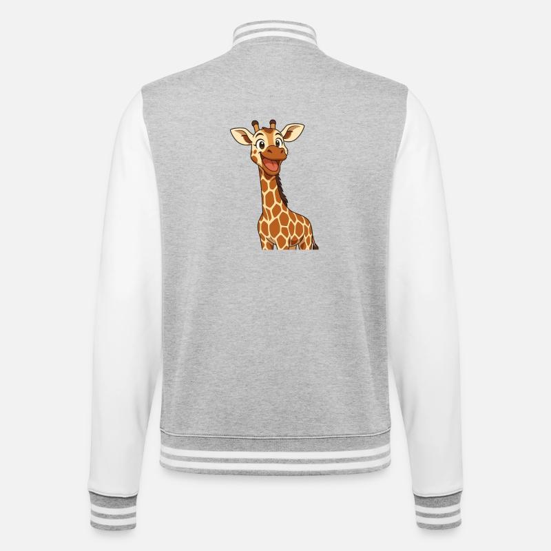 Happy giraffe with smiling expression - College Sweat Jacket - heather grey/white