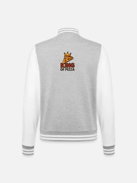 King of Pizza with Crown - College Sweat Jacket - heather grey/white