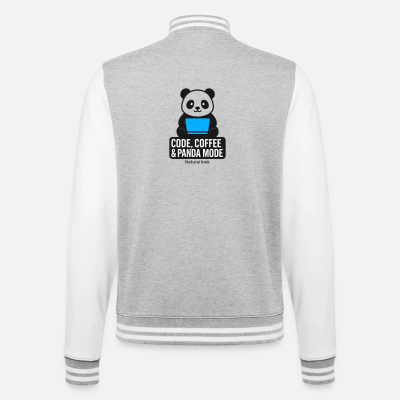 Code, Coffee &amp; Panda Style - College Sweat Jacket - heather grey/white