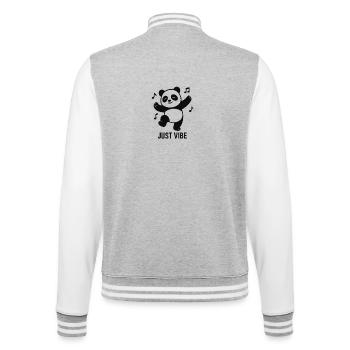 Chilliger Pandabär mit Musik-Design - College-Sweatjacke - Grau meliert/Weiß - Hinten - Marisol (170cm)