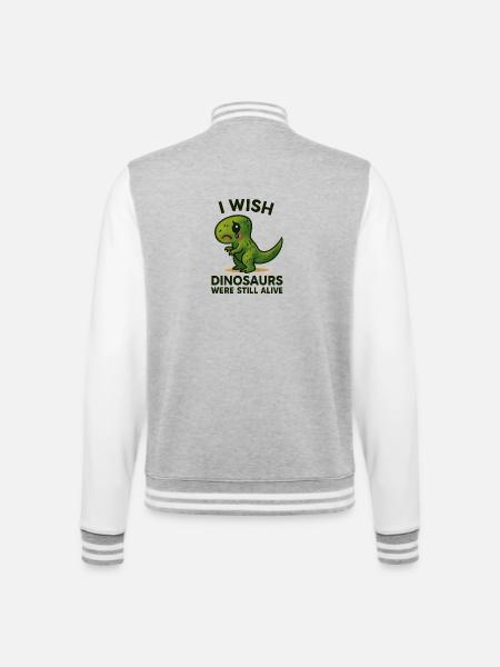 I Wish Dinosaurs Were Still Alive - College Sweat Jacket - heather grey/white