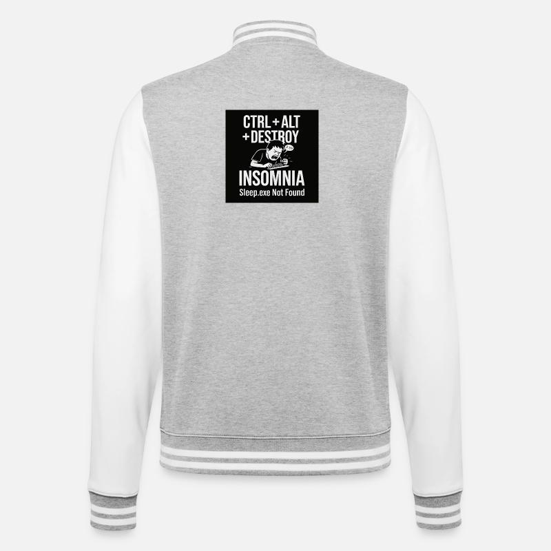 Insomnia Meme Graphic Tee - College Sweat Jacket - heather grey/white