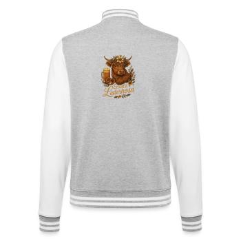 Ersatz Lederhosn Oktober feier Shirt Lustiges Kuh  - College-Sweatjacke - Grau meliert/Weiß - Hinten - Marisol (170cm)