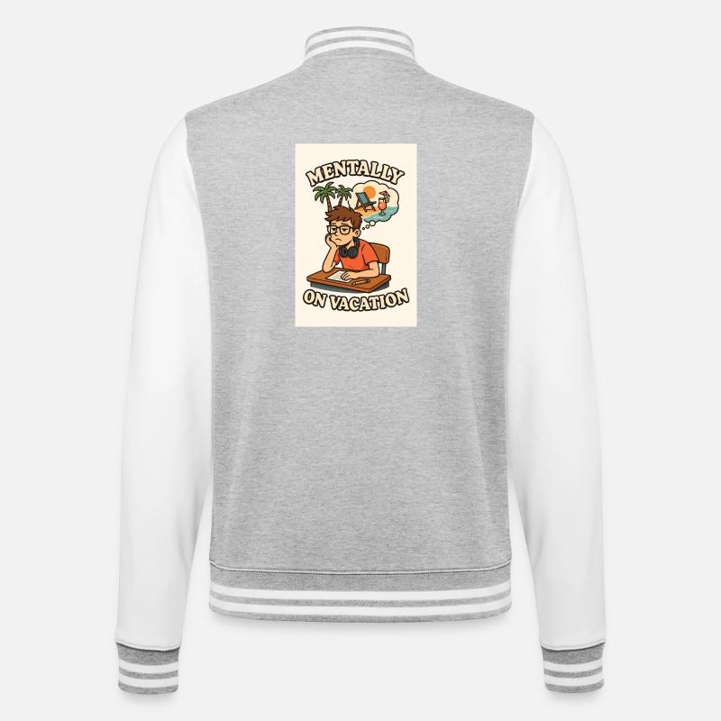 Mentally Im Urlaub Design - College Sweat Jacket - heather grey/white