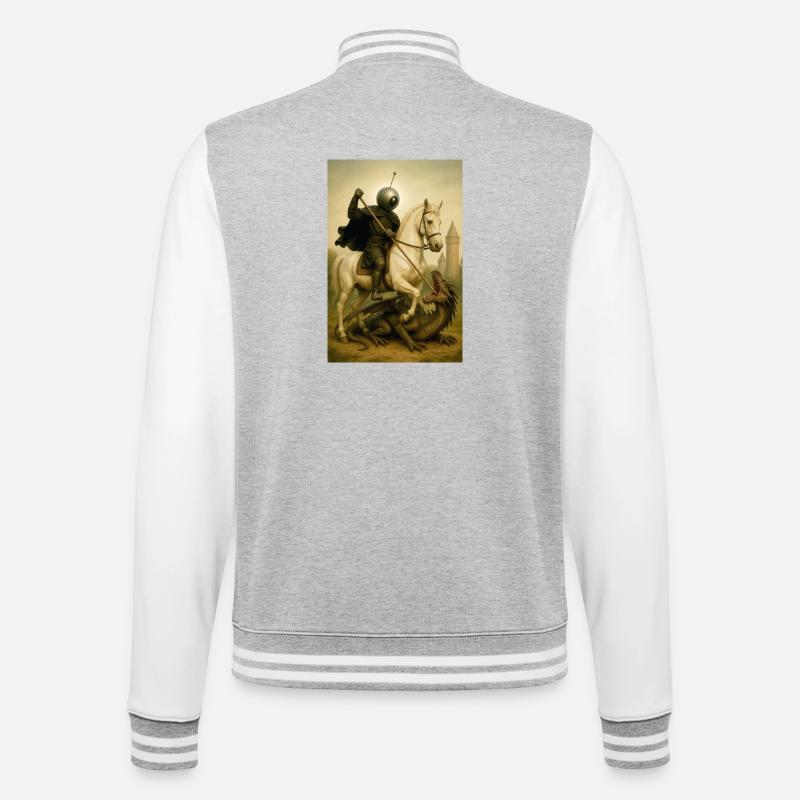 St. Georg der Bot - College-Sweatjacke - Grau meliert/Weiß