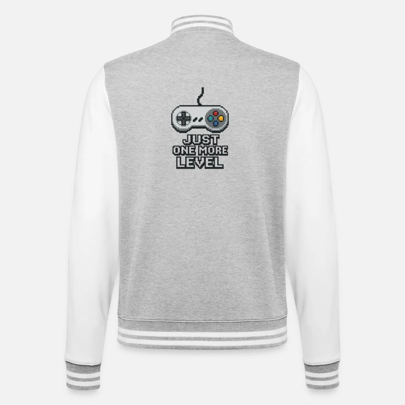 Pixel Neon Game Controller Design - College-Sweatjacke - Grau meliert/Weiß