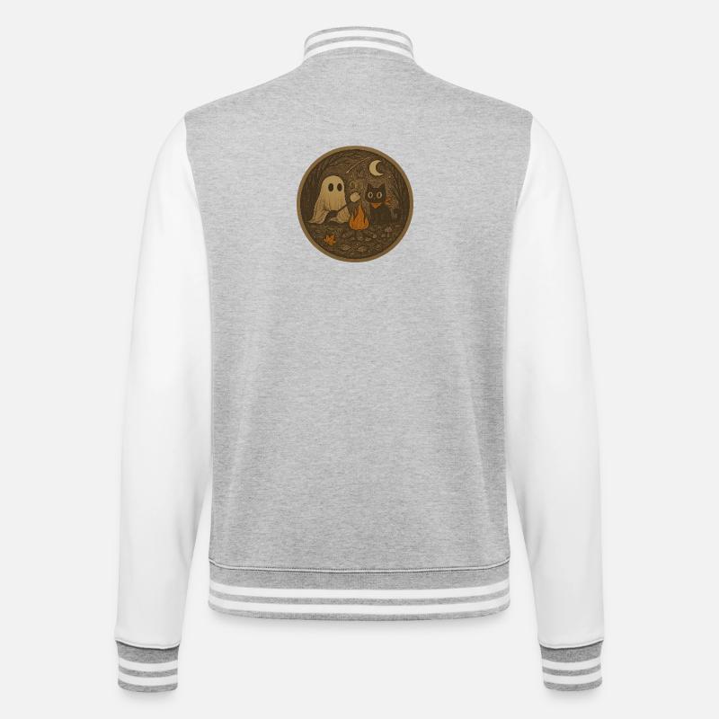 Mystische Waldnächte mit Katzengeist - College-Sweatjacke - Grau meliert/Weiß