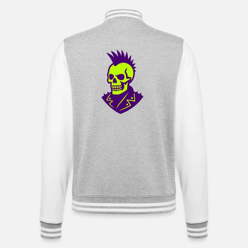 Illustration de crâne punk sur néon - Veste Teddy - gris chiné / blanc