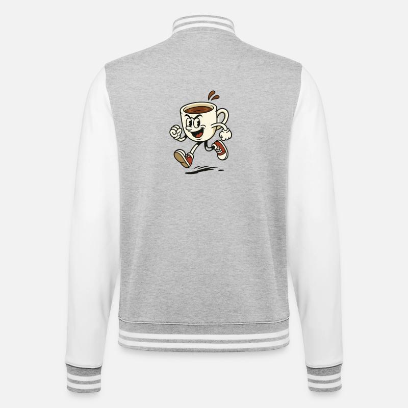 Lebendige Kaffeetasse Laufdesign - College-Sweatjacke - Grau meliert/Weiß