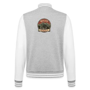 Brașov Mountain Landscape Design - College Sweat Jacket - heather grey/white - Back - Marisol (170cm)