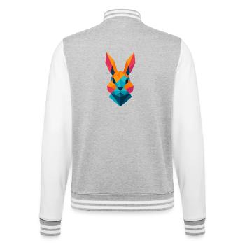 Lapin | Tête de lapin Impression / Impression / Design - Veste Teddy - gris chiné / blanc - Dos - Marisol (170cm)