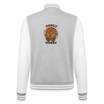 Donut Worry Cartoon - College Sweat Jacket - heather grey/white - Back - Marisol (170cm)