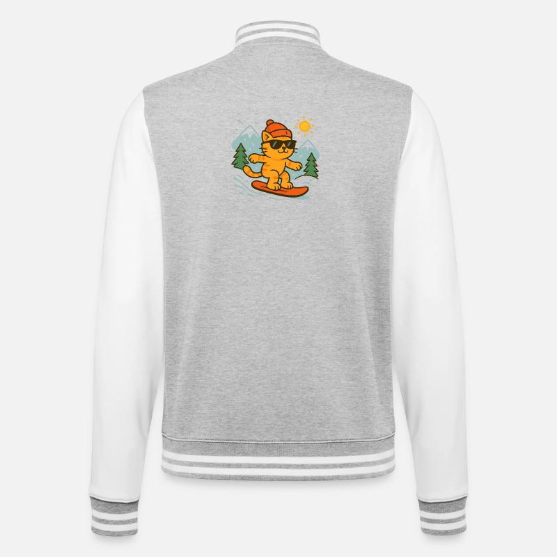 Chat surfeur des cimes en soleil - Veste Teddy - gris chiné / blanc