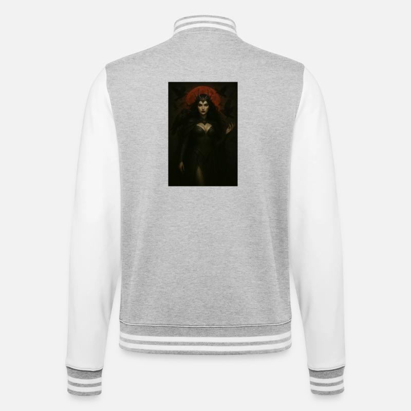 Dark Goddess and Crows – Red Moon - College Sweat Jacket - heather grey/white
