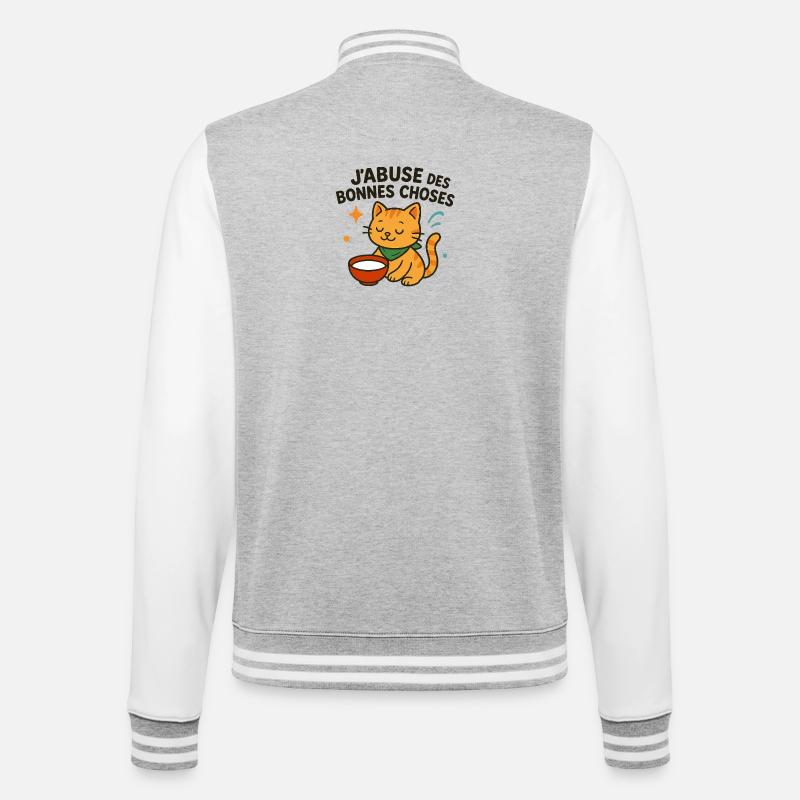 Zen cat enjoying the good things - College Sweat Jacket - heather grey/white