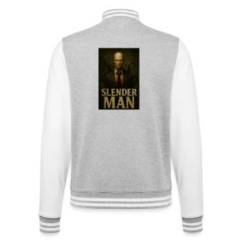 Slender Man VHS Forest Glitch Horreur T-shirt - Veste Teddy - gris chiné / blanc - Dos - Marisol (170cm)