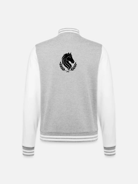 Pferdekopf Laubkranz Silhouette - College-Sweatjacke - Grau meliert/Weiß